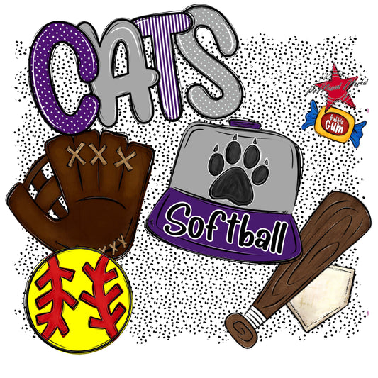 Cats Softball Spirit-Purple & Grey
