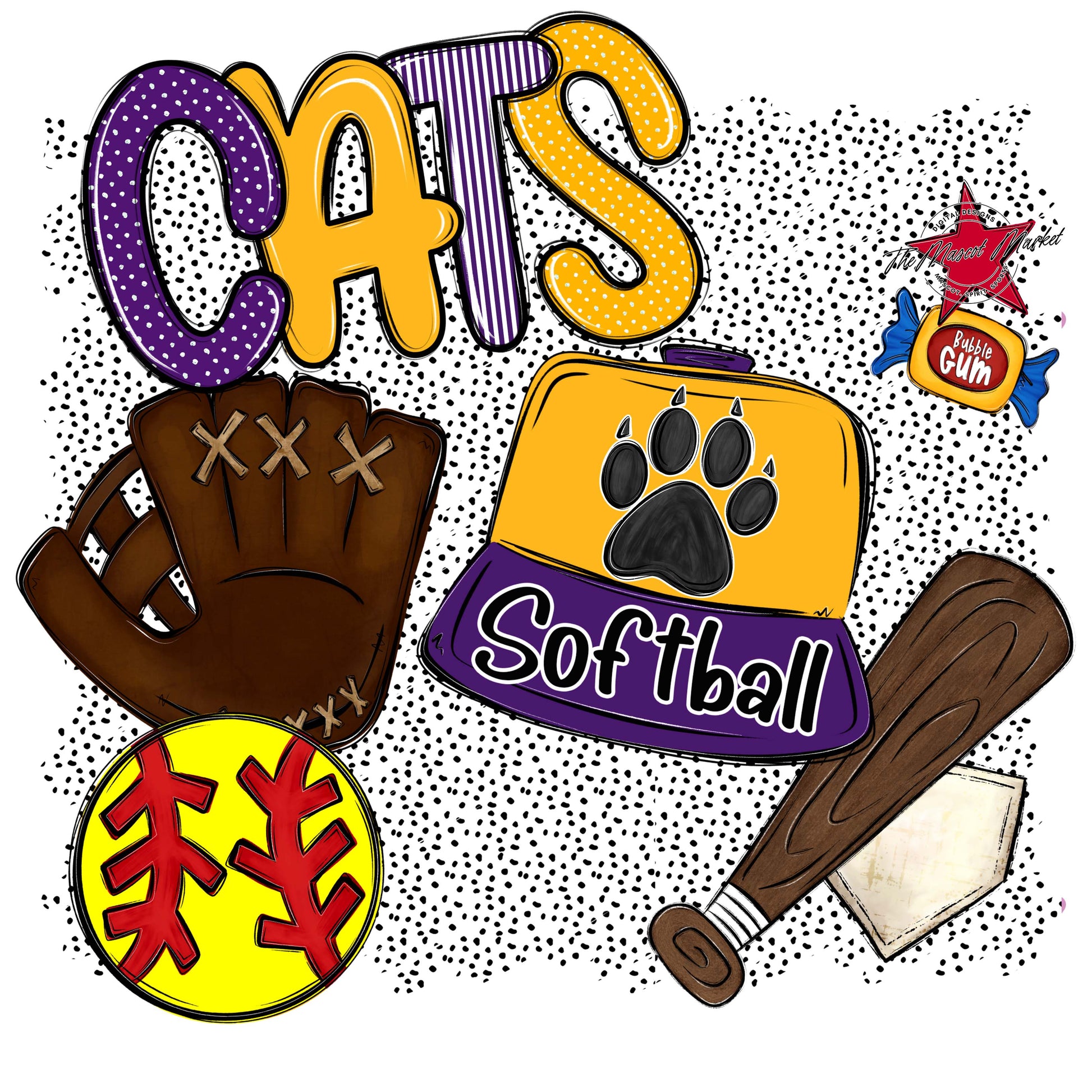 Cats Softball Spirit-Purple & Yellow
