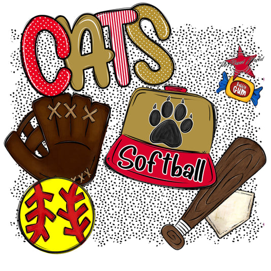 Cats Softball Spirit-Red & Gold