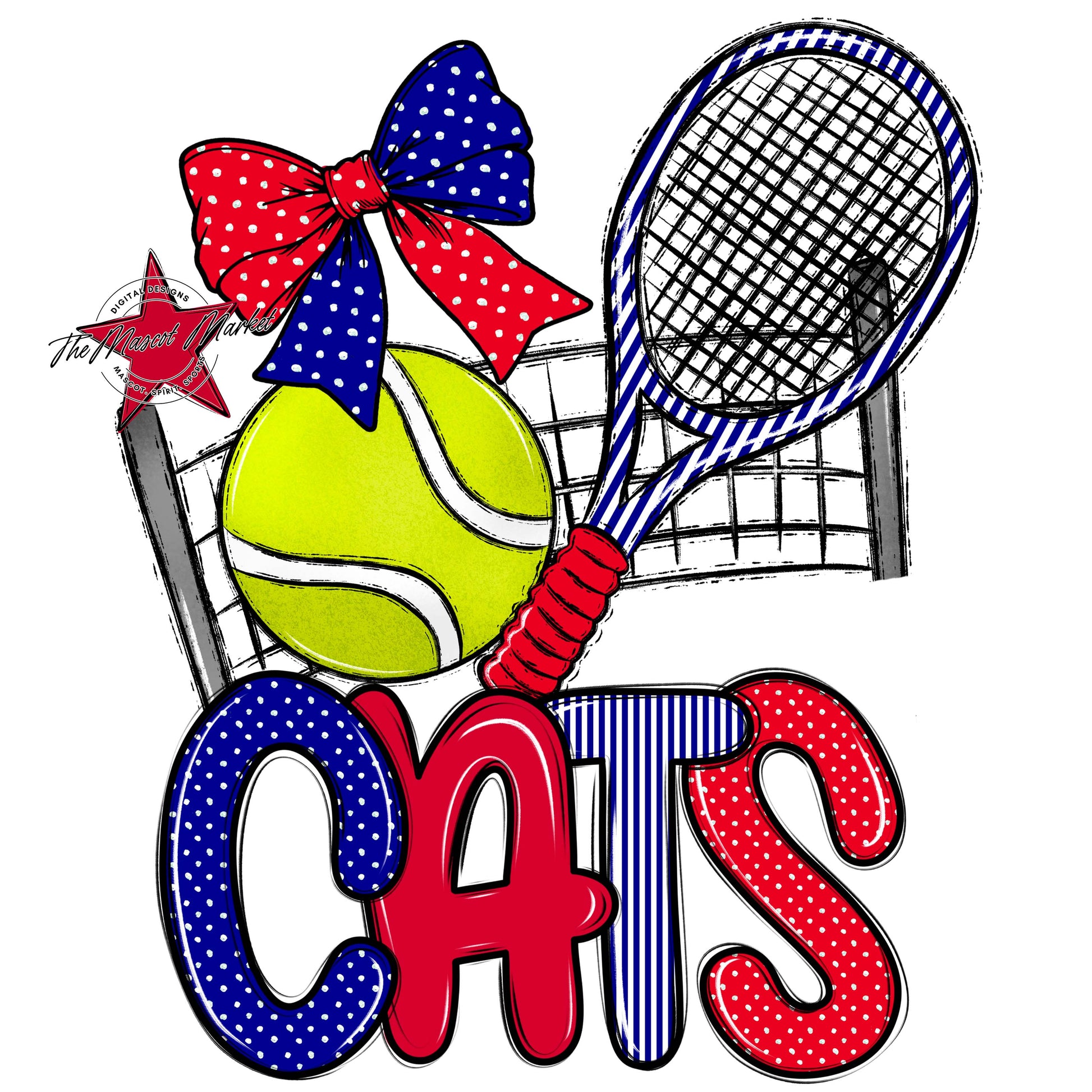 Cats Tennis Spirit Design-Blue & Red