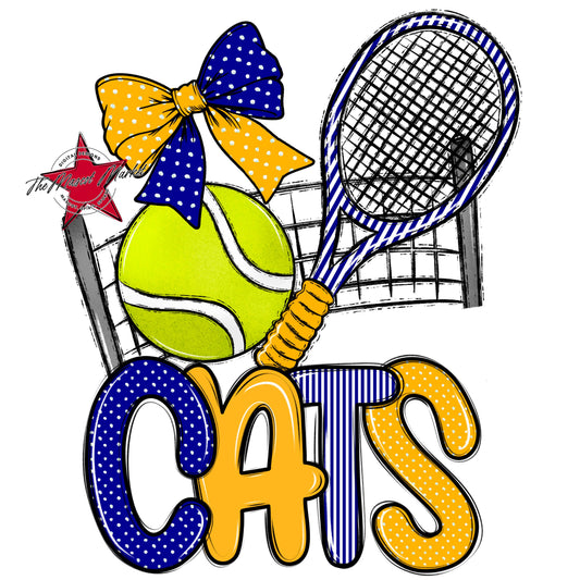 Cats Tennis Spirit Design-Blue & Yellow