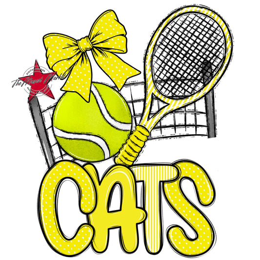 Cats Tennis Spirit Design-Bright Yellow