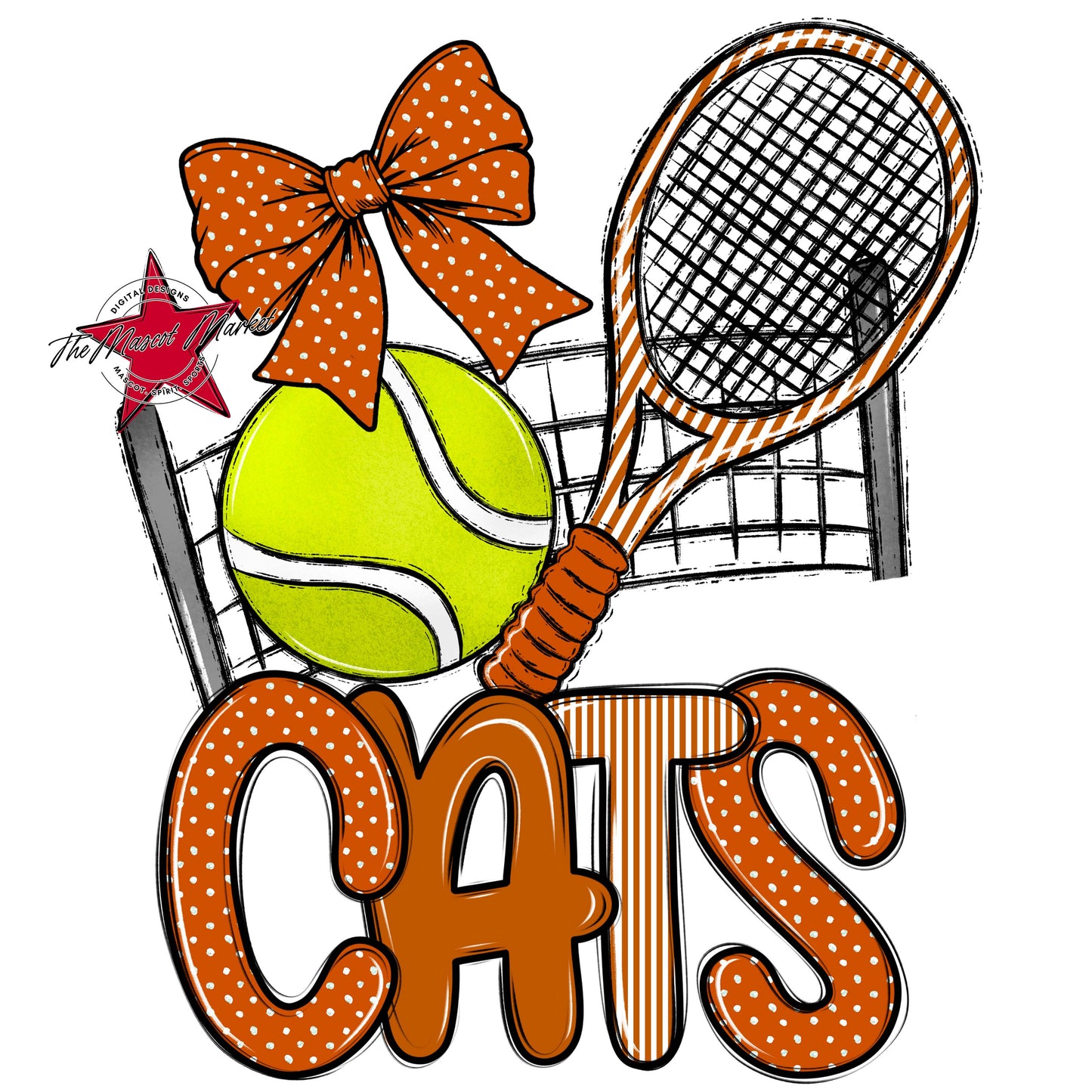 Cats Tennis Spirit Design-Burnt Orange