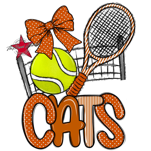 Cats Tennis Spirit Design-Burnt Orange
