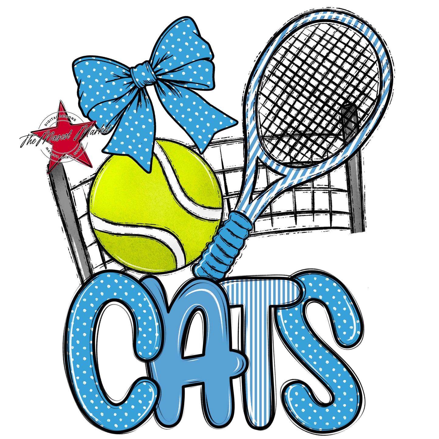 Cats Tennis Spirit Design-Carolina Blue
