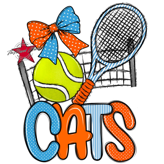 Cats Tennis Spirit Design-Carolina Blue & Orange