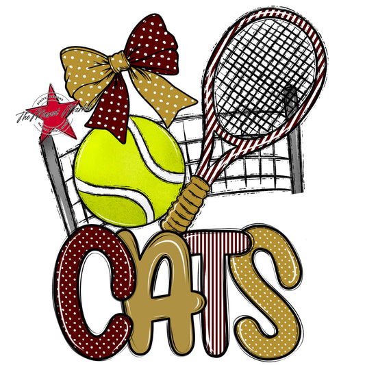 Cats Tennis Spirit Design-Maroon & Gold