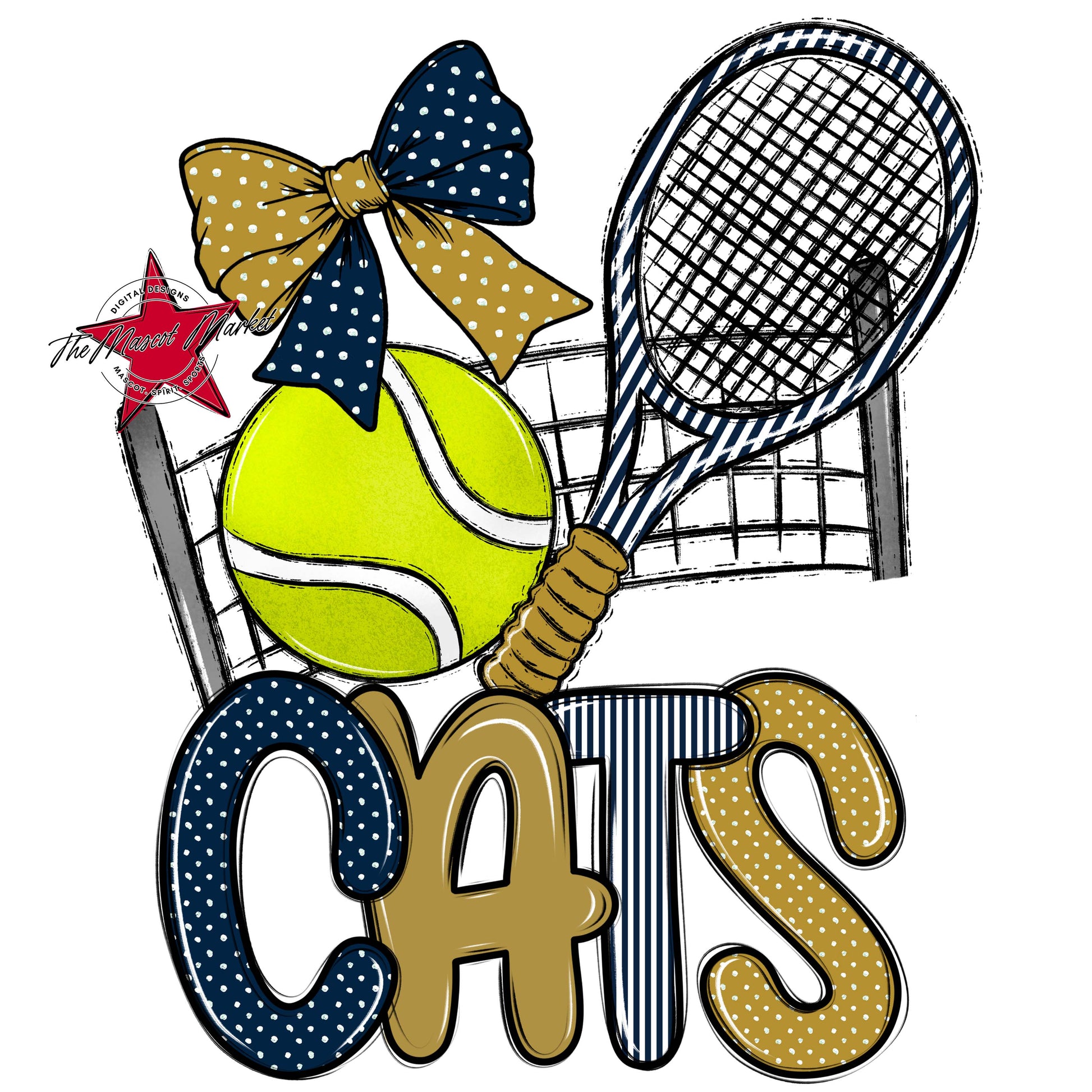 Cats Tennis Spirit Design-Navy & Gold