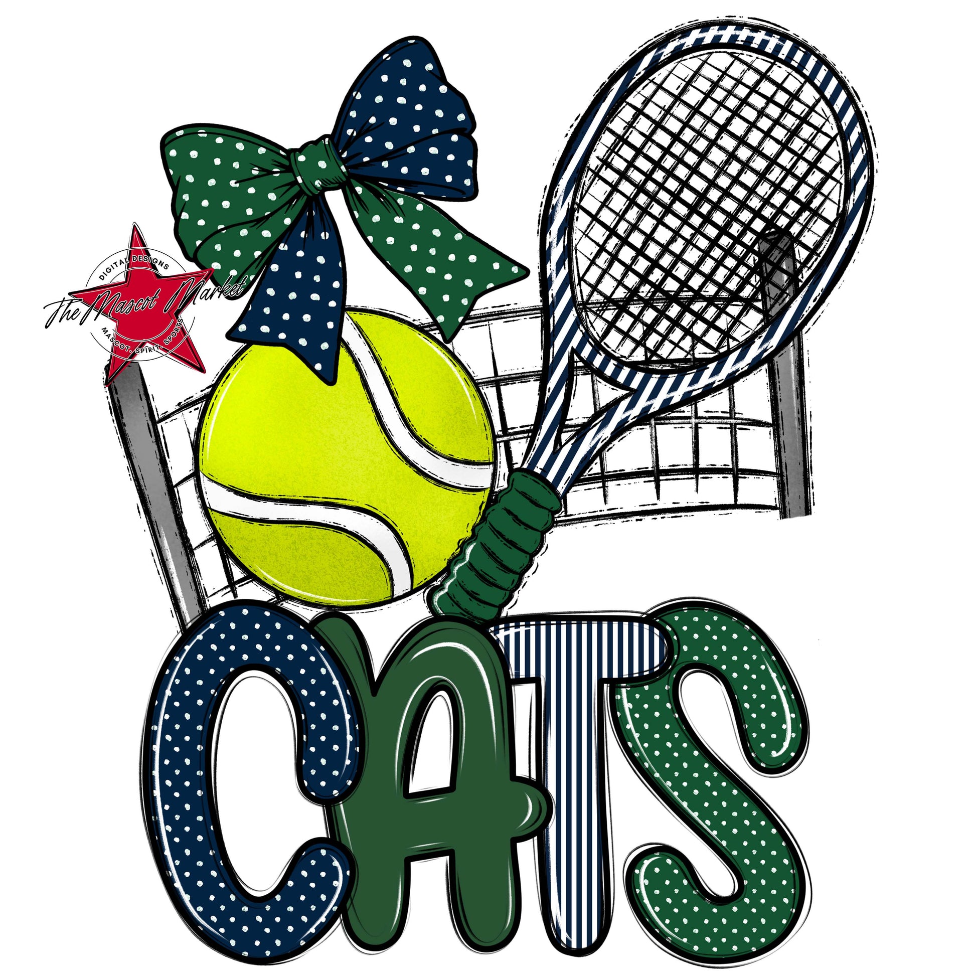 Cats Tennis Spirit Design-Navy & Green