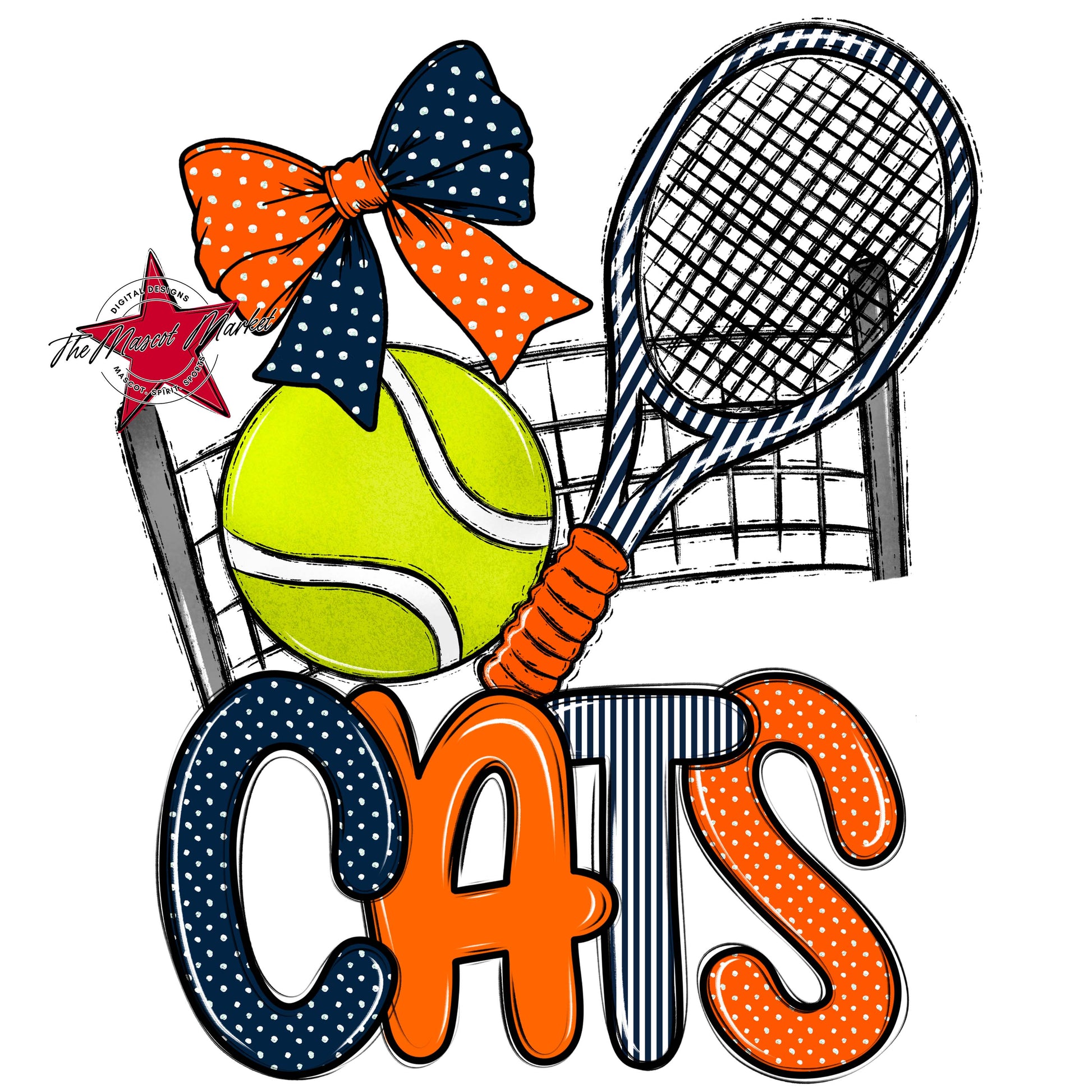 Cats Tennis Spirit Design-Navy & Orange