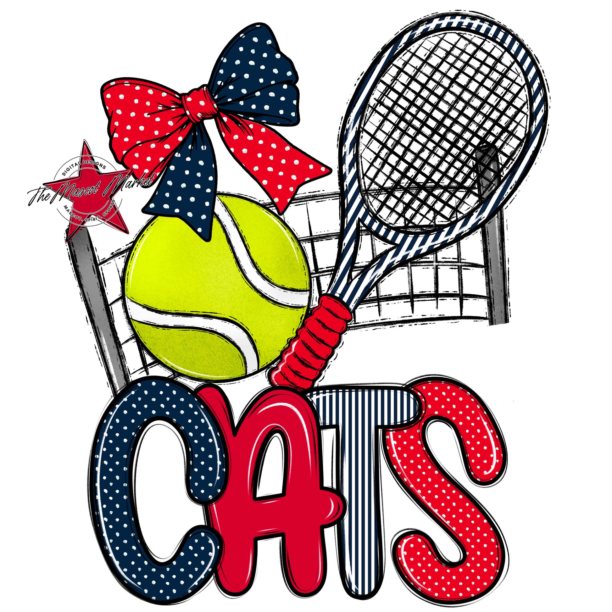 Cats Tennis Spirit Design-Navy & Red