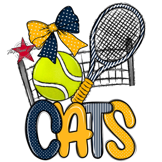 Cats Tennis Spirit Design-Navy & Yellow