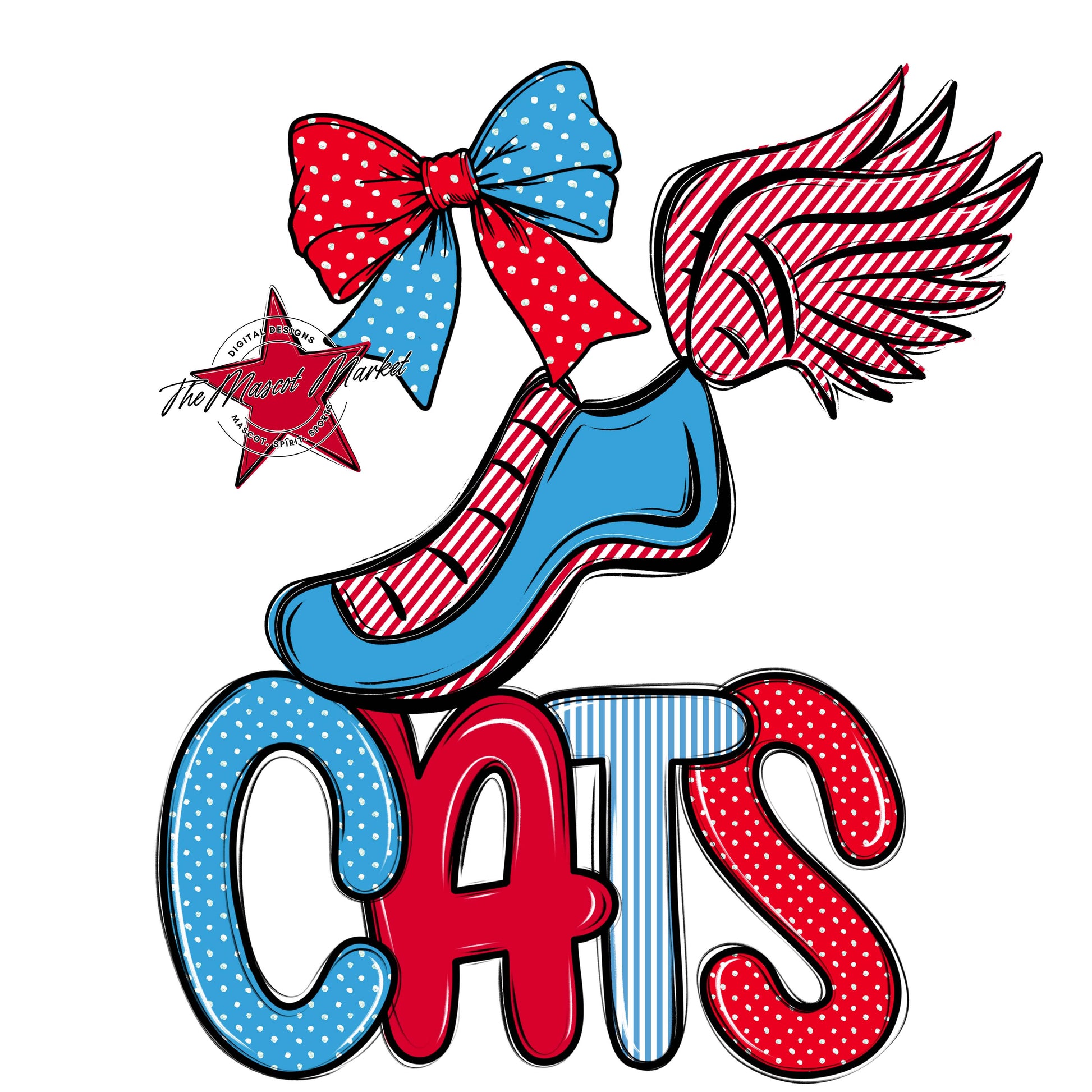 Cats Track Spirit Design-Carolina Blue & Red