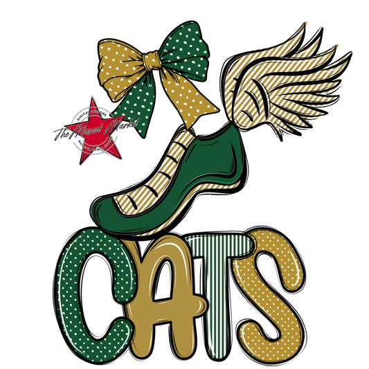 Cats Track Spirit Design-Green & Gold