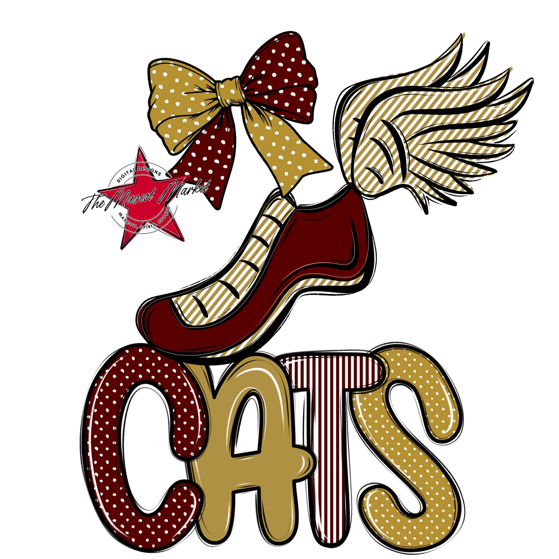 Cats Track Spirit Design-Maroon & Gold