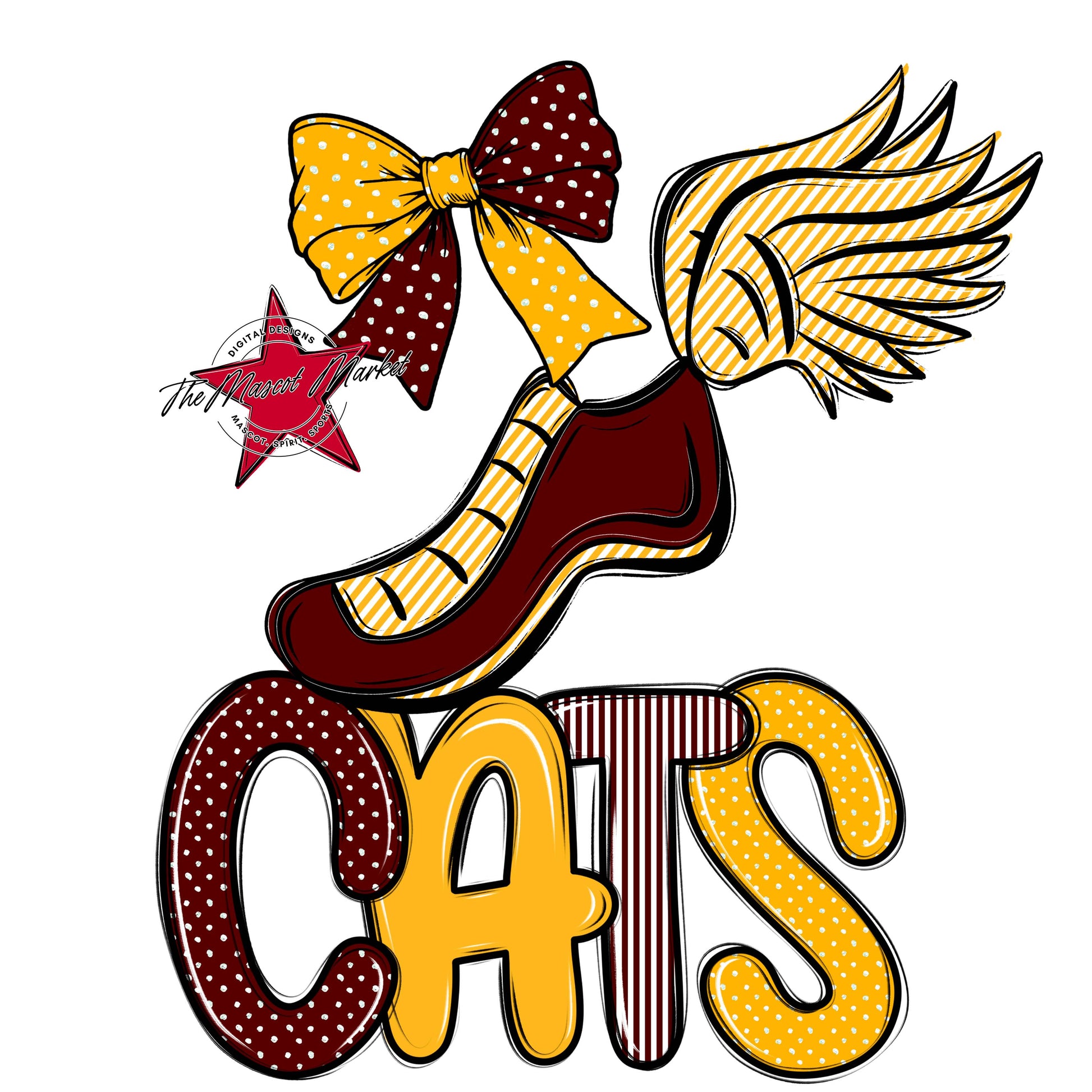 Cats Track Spirit Design-Maroon & Yellow