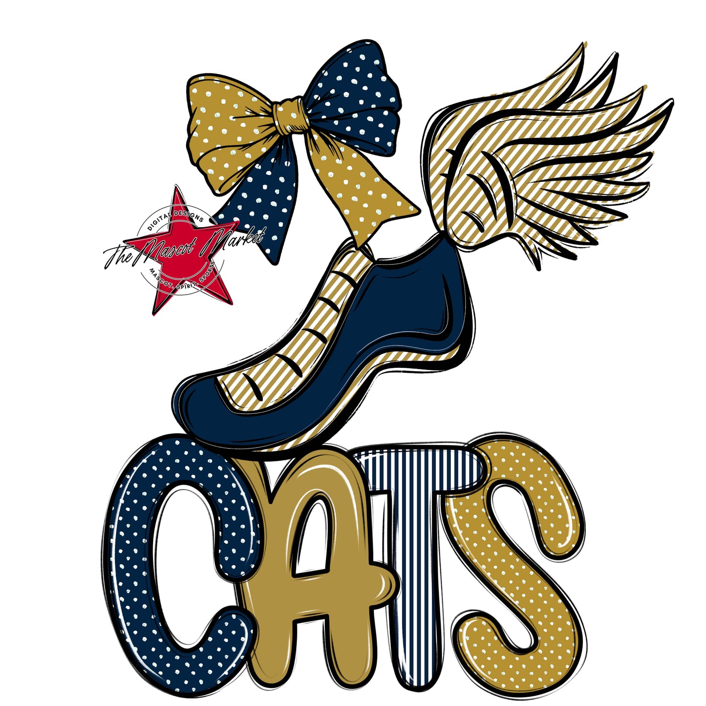 Cats Track Spirit Design-Navy & Gold