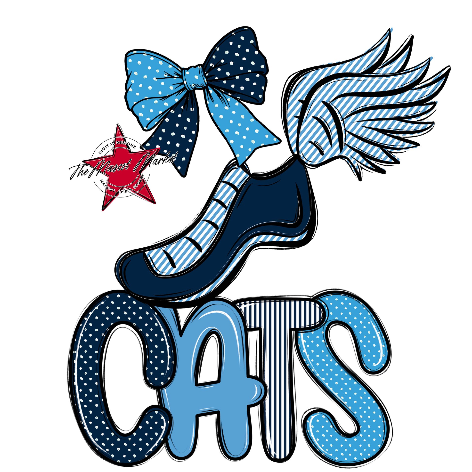 Cats Track Spirit Design-Navy & Carolina Blue