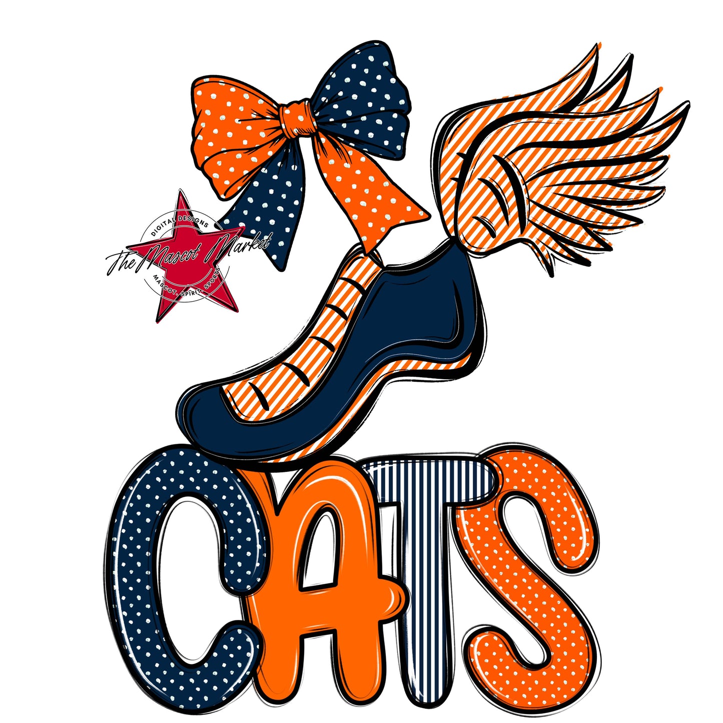 Cats Track Spirit Design-Navy & Orange