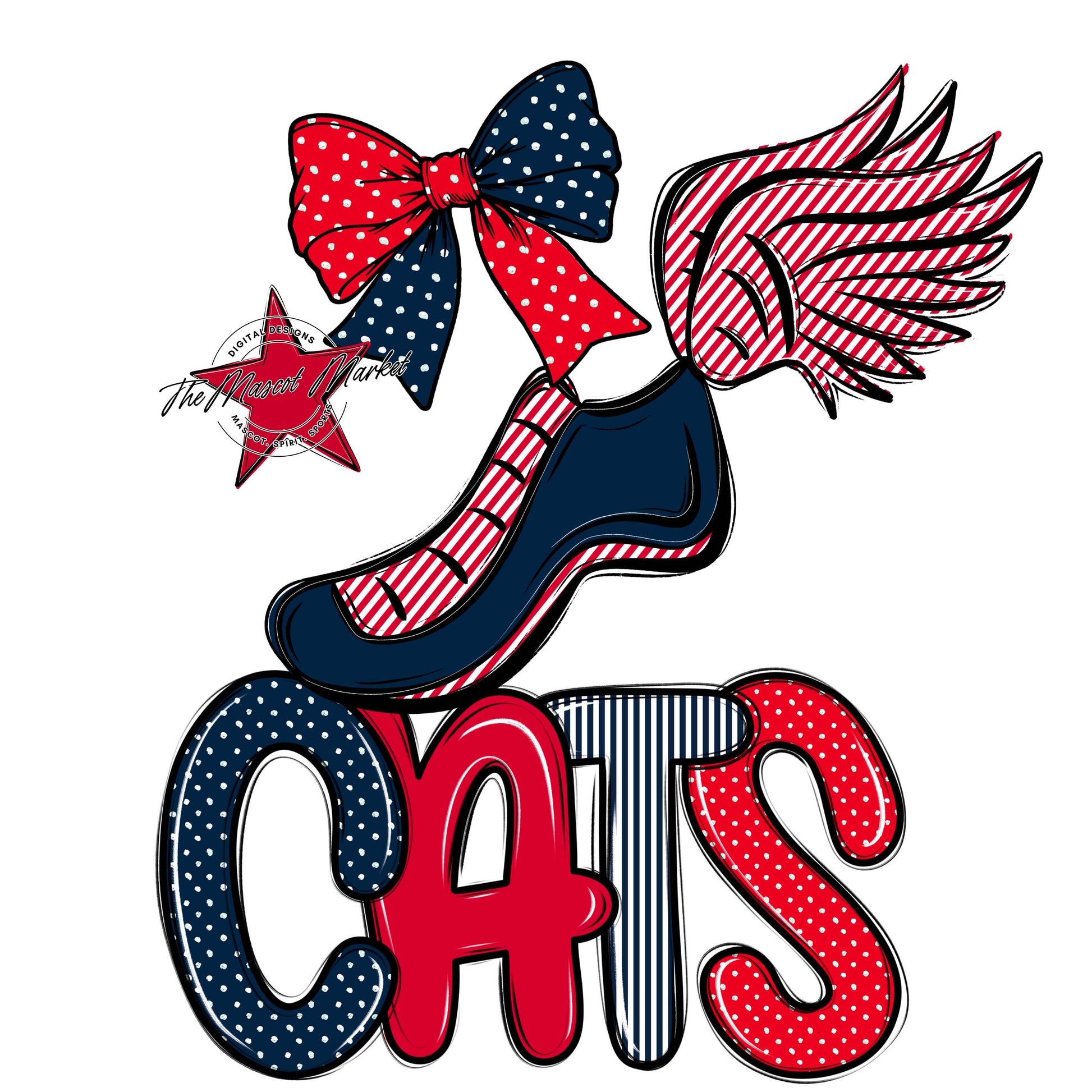 Cats Track Spirit Design-Navy & Red