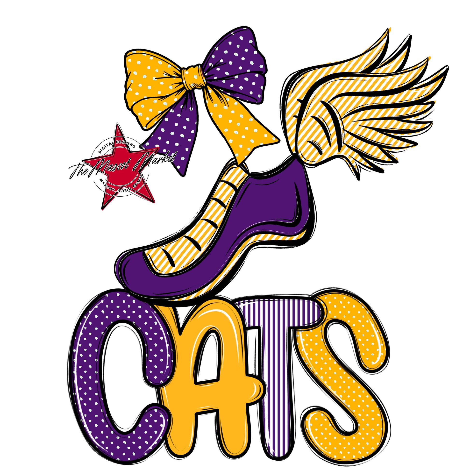Cats Track Spirit Design-Purple & Yellow