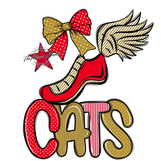 Cats Track Spirit Design-Red & Gold