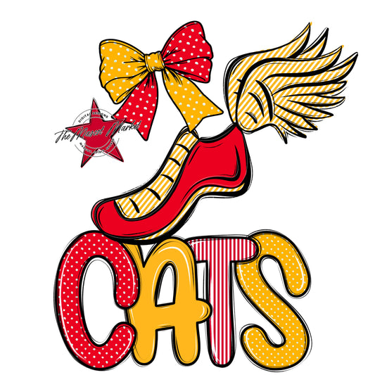 Cats Track Spirit Design-Red & Yellow
