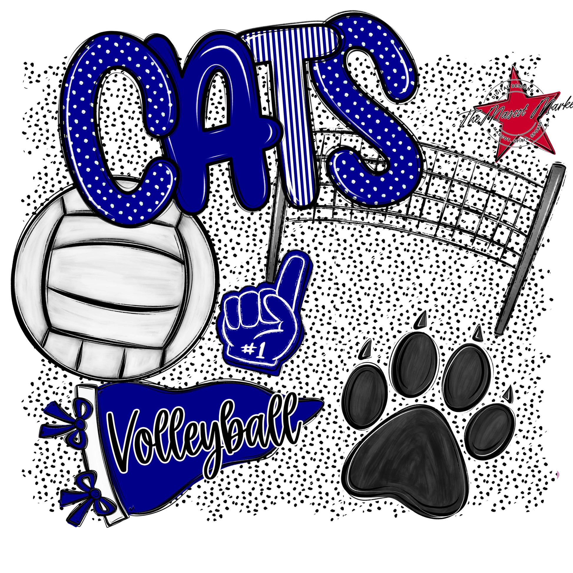 Cats Volleyball Spirit-Blue