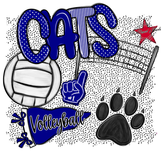 Cats Volleyball Spirit-Blue