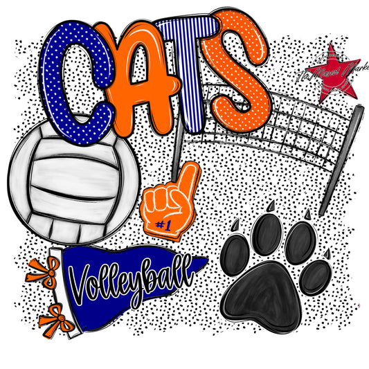 Cats Volleyball Spirit-Blue & Orange