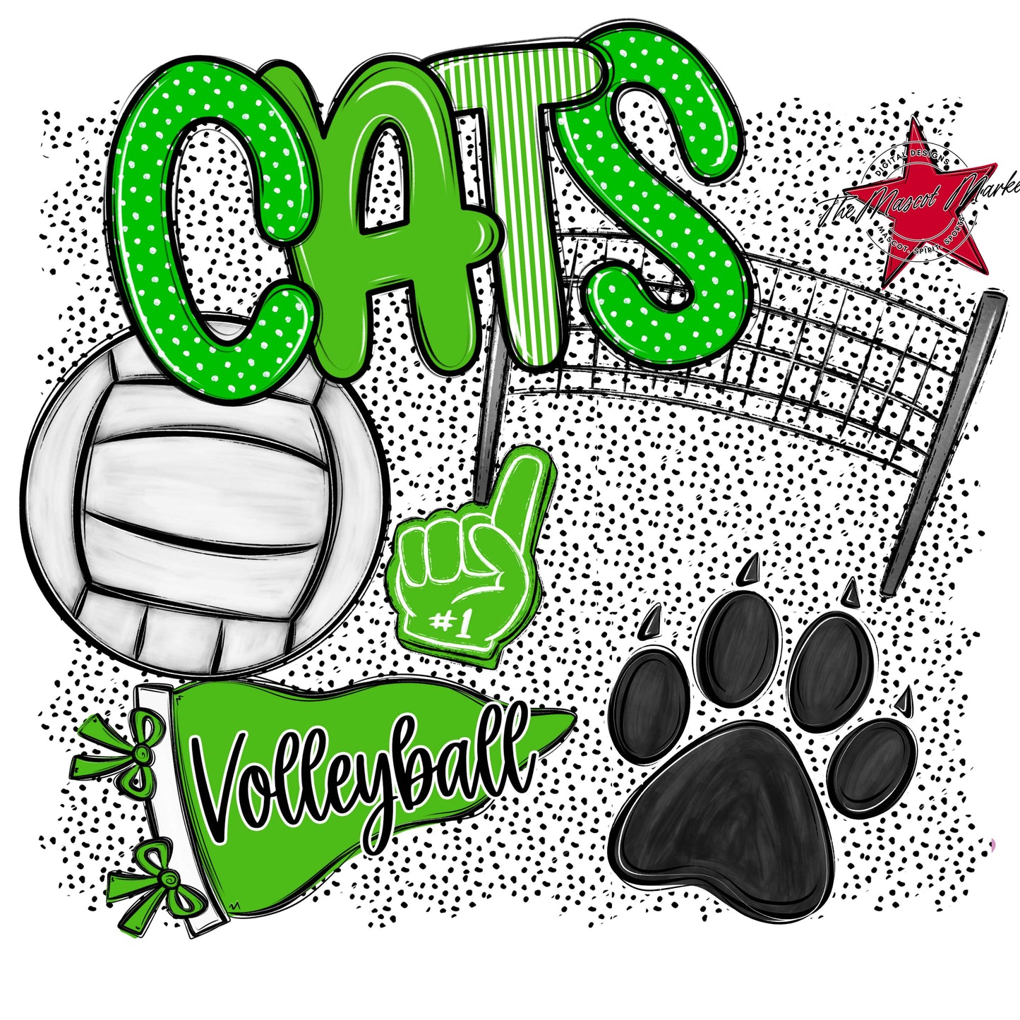 Cats Volleyball Spirit-Bright Green
