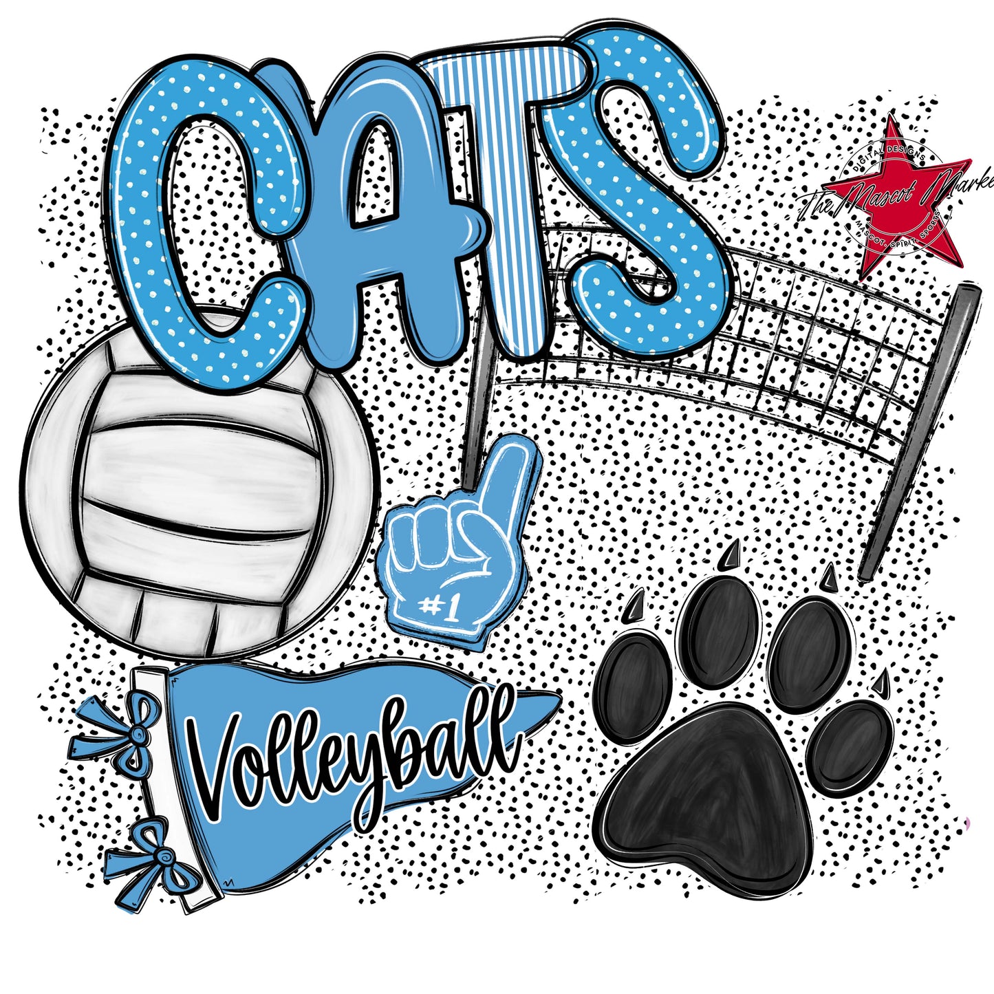 Cats Volleyball Spirit-Carolina Blue