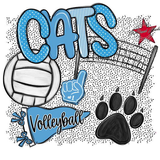 Cats Volleyball Spirit-Carolina Blue