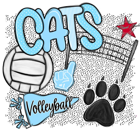 Cats Volleyball Spirit-Columbia Blue