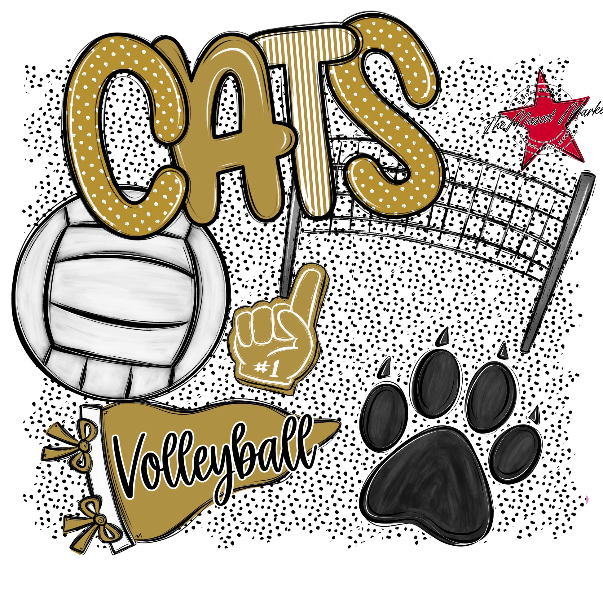 Cats Volleyball Spirit-Gold