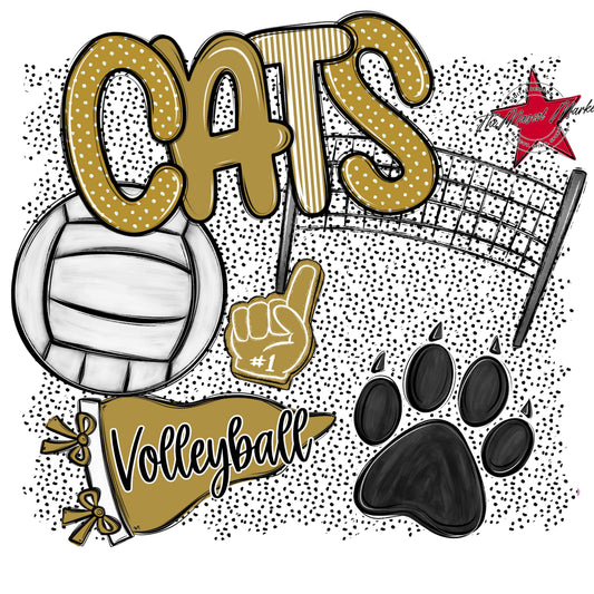 Cats Volleyball Spirit-Gold