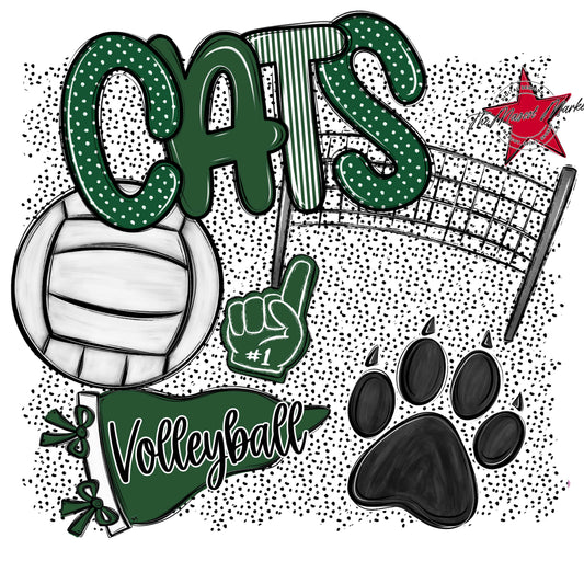 Cats Volleyball Spirit-Green