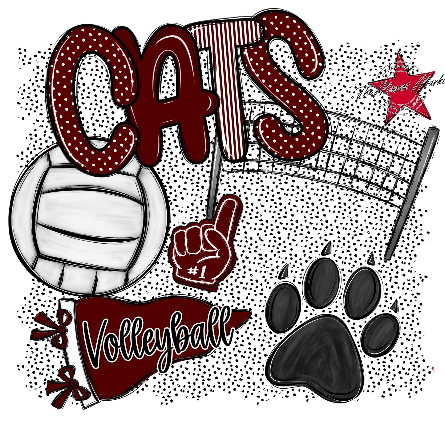 Cats Volleyball Spirit-Maroon