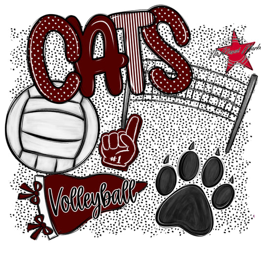 Cats Volleyball Spirit-Maroon