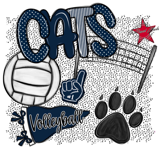 Cats Volleyball Spirit-Navy