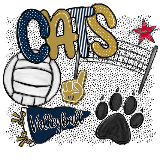 Cats Volleyball Spirit-Navy & Gold