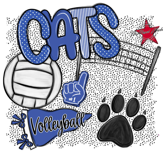 Cats Volleyball Spirit-Off Blue