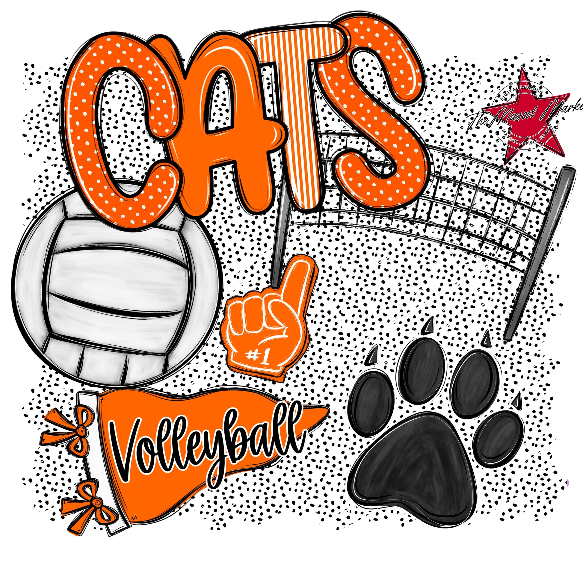 Cats Volleyball Spirit-Orange