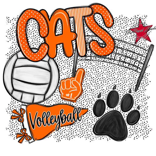 Cats Volleyball Spirit-Orange