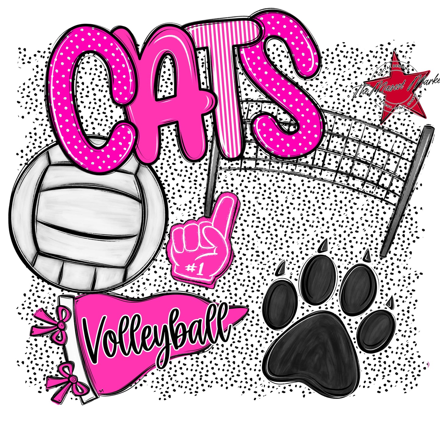 Cats Volleyball Spirit-Pink