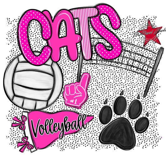 Cats Volleyball Spirit-Pink