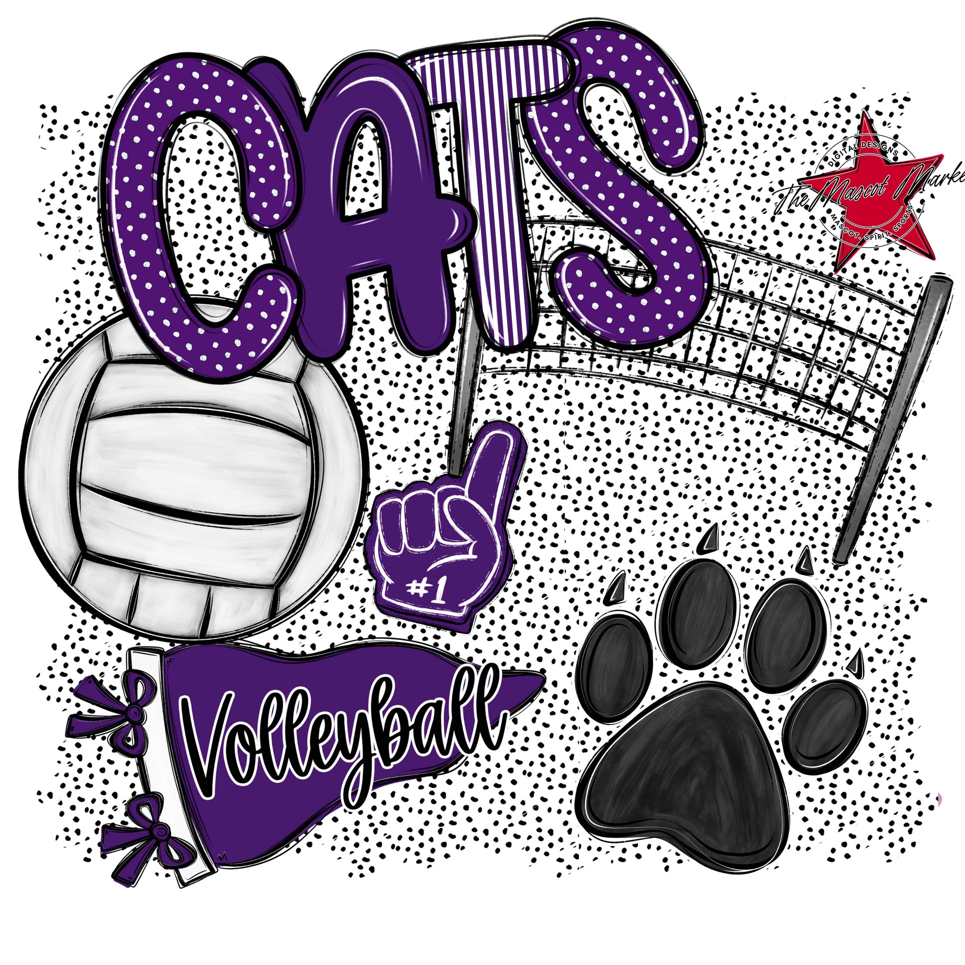 Cats Volleyball Spirit-Purple
