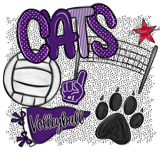 Cats Volleyball Spirit-Purple