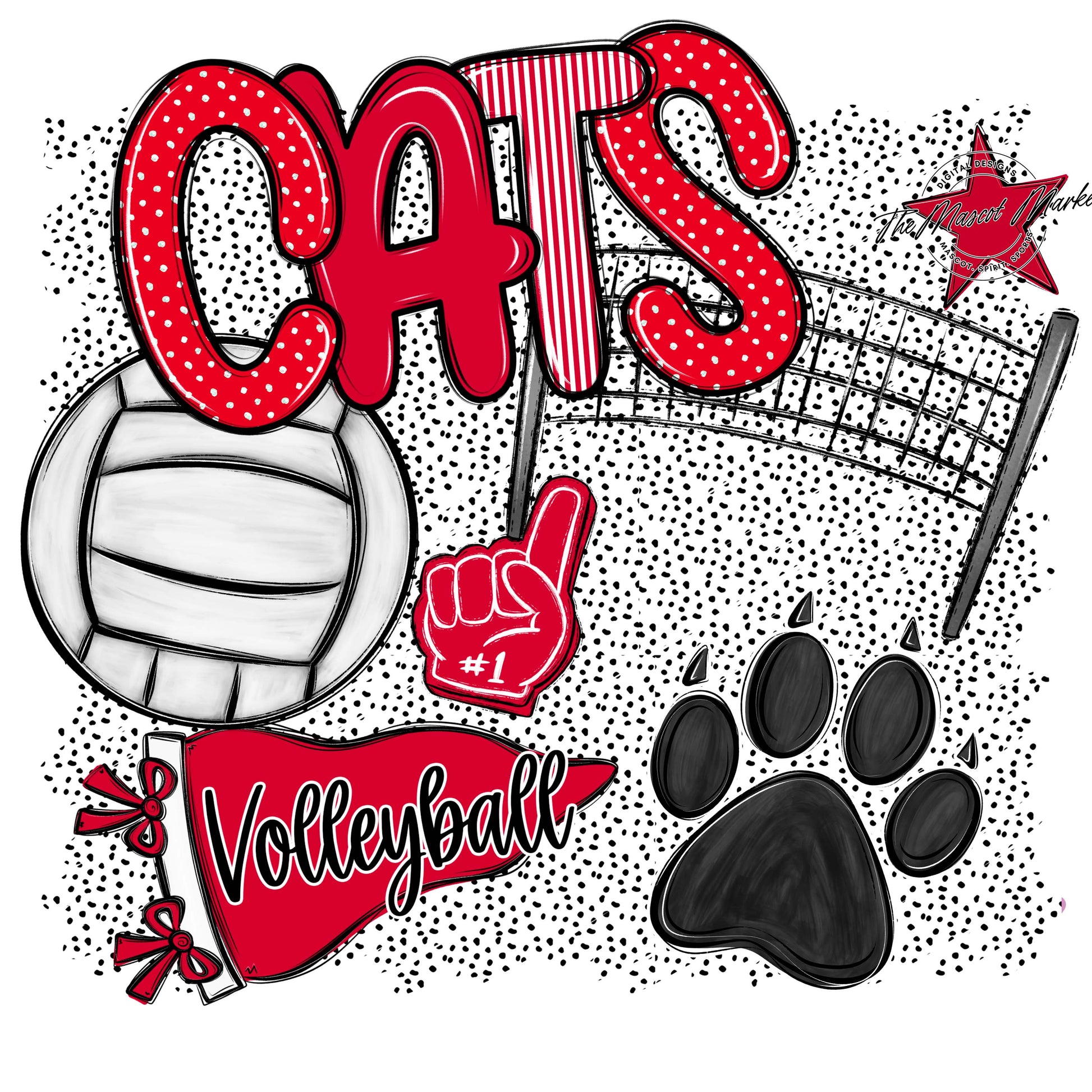 Cats Volleyball Spirit-Red