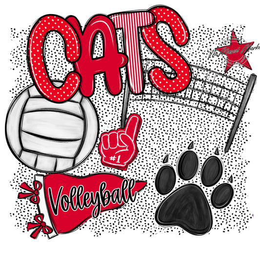Cats Volleyball Spirit-Red